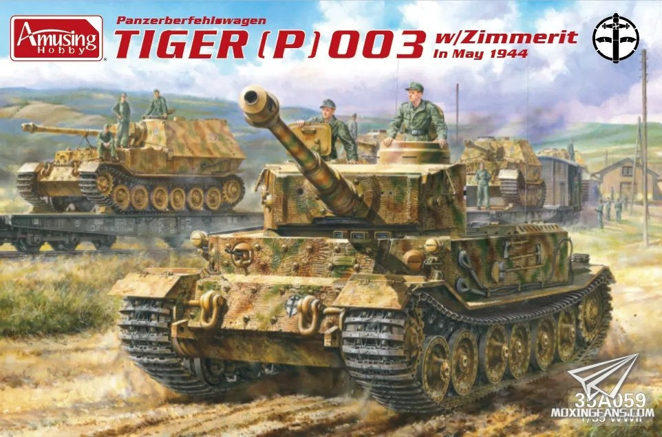 Amusing Hobby 1/35 Panzerbefehlswagen Tiger (P) 003 w/Zimmerit in May 1944