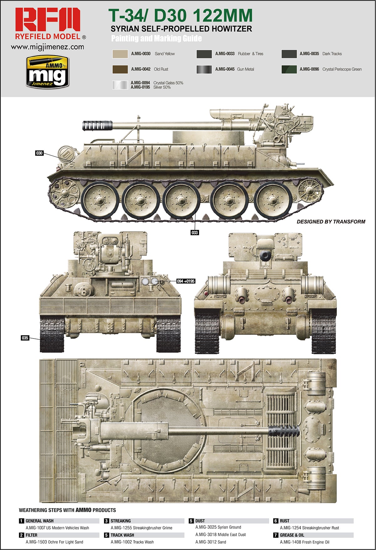 Rye Field 1/35 T-34/D30 122mm Syrian Self-Propelled Howitzer 5030