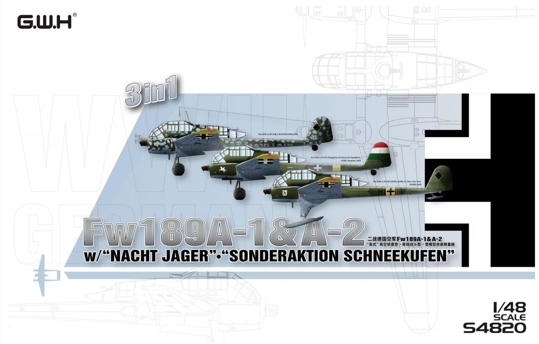 Great Wall Hobby 1/48 S4820 Fw 189A-1 & A-2/w "Nacht Jager"