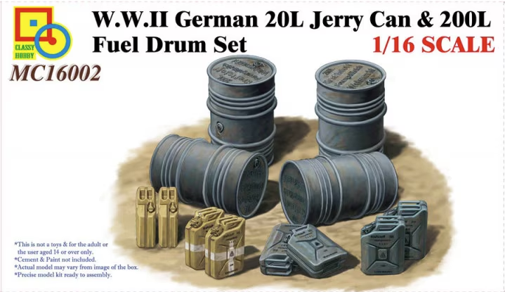 Classy Hobby 1/16 WWII German 20L Jerry Can & 200L Fuel Drum Set