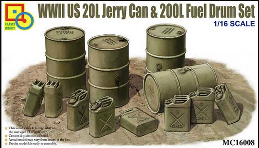 Classy Hobby 1/16 WWII US 20L Jerry Can & 200L Fuel Drum Set