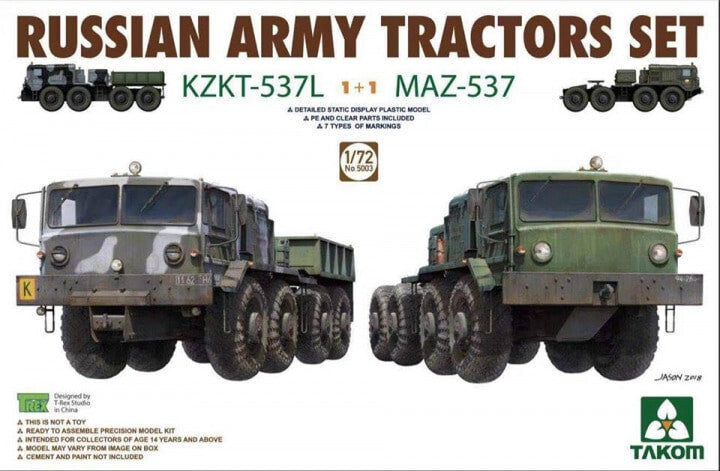 Takom 1/72 5003 Russian Army Tractors Set KZKT-537L & MAZ-537