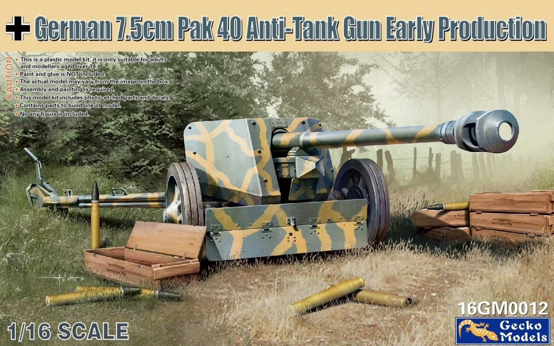 Gecko Models 1/16 German 7.5cm Pak 40 Anti-Tank Gun Early Production