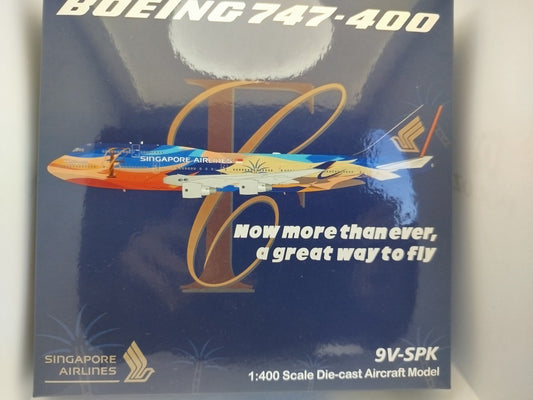 HX Models 1/400 Singapore Airlines Boeing 747-400 9V-SPK "Tropical" Standard Version