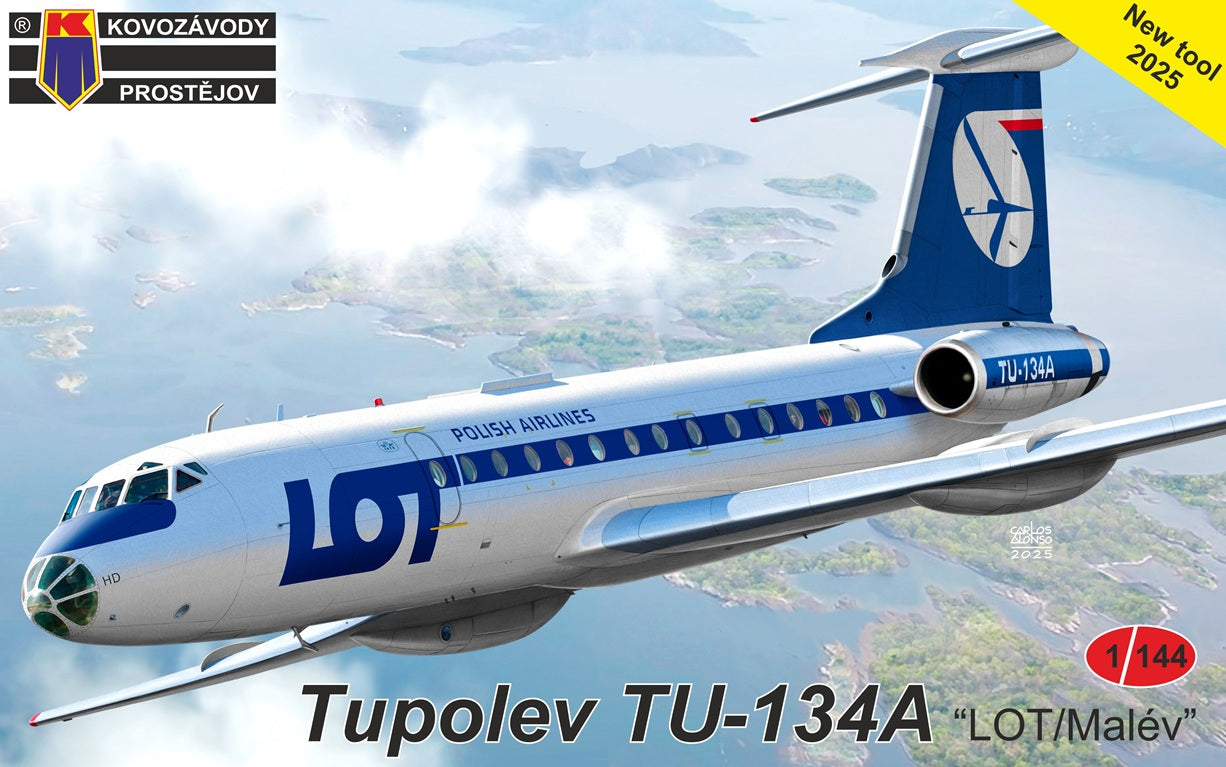 KOVOZAVODY PROSTEJOV 1/144 Tupolev Tu-134A (LOT, MALÉV) Model Kit