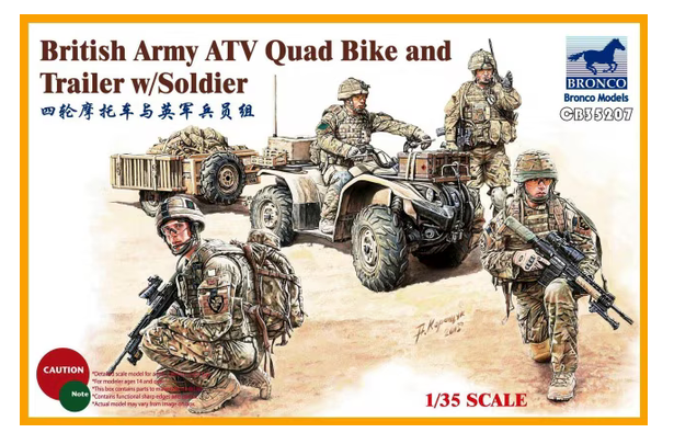 Bronco Models 1/35 British Army ATV Quad Bike & Trailer w/Soldier