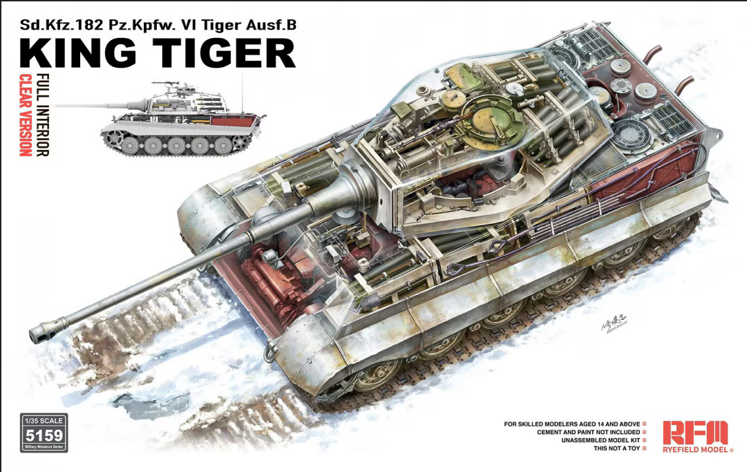 Rye Field 1/35 5159 Sd.Kfz. 182 Pz.Kpfw. VI Tiger Ausf. B King Tiger Full Interior/Clear Version