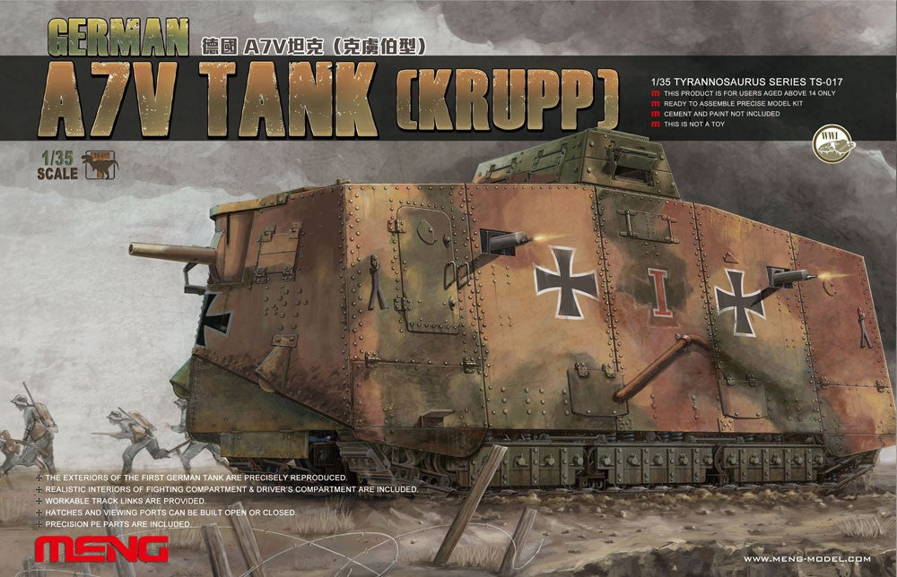 Meng Model 1/35 TS-017 German A7V Tank (Krupp) Model Kit