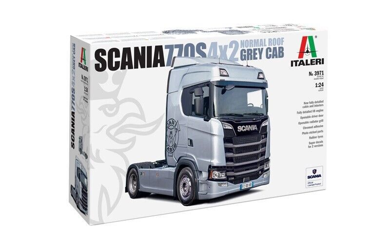 Italeri 1/24 3971 Scania S770 4x2 Normal Roof "Grey Cab" Model Truck Kit