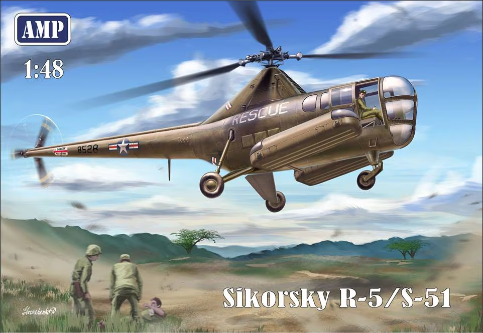 AMP 1/48 48002 Sikorsky R-5/S-51 Model Kit