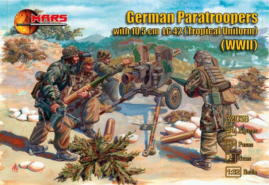 Mars 1/32 32038  German Paratroopers with 10.5cm LG42 (Tropical Uniform) WWII