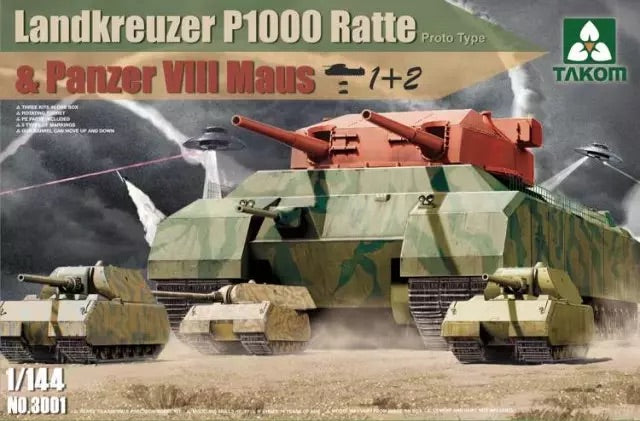 Takom 1/144 3001 Landkreuzer P1000 Ratte & Panzer VIII Maus Model Kit