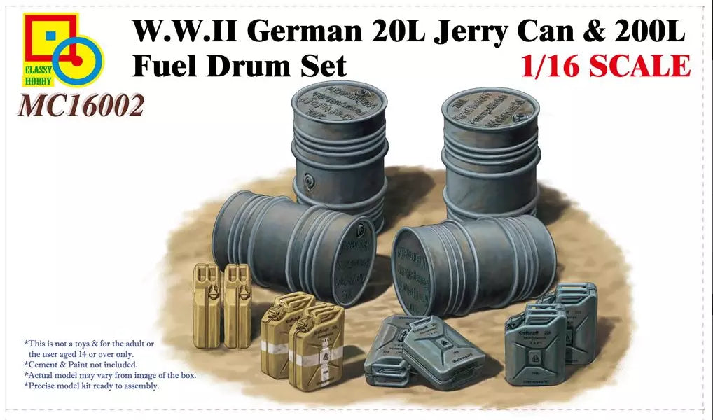 Classy Hobby 1/16 W.W.II German 20L Jerry Can & 200L Fuel Drum Set MC16002