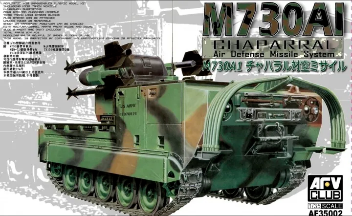 AFV Club 1/35 35002 M730A1 Chaparral Air Defense Missile System SAM Model Kit