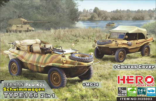 Hero Hobby 1/35 German Pkw.K2s Schwimmwagen Type 166 2in1