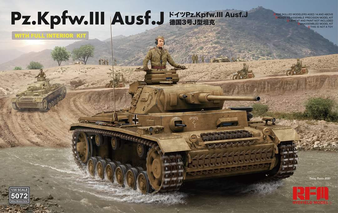 Rye Field 1/35 Pz.Kpfw.III Ausf. J w/Full Interior Kit 5072 Model Kit