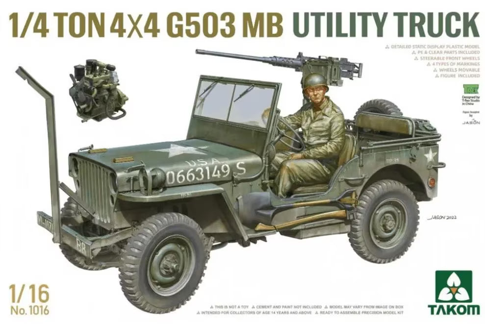 Takom 1/16 1016  ¼-ton 4×4 G503 MB Utility Truck Model Kit