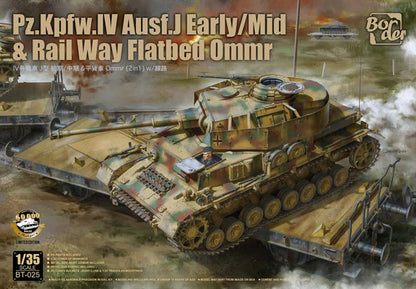 Border Model 1/35 Pz.Kpfw. IV Ausf. J Early/Mid & Railway Flatbed Ommr BT-025