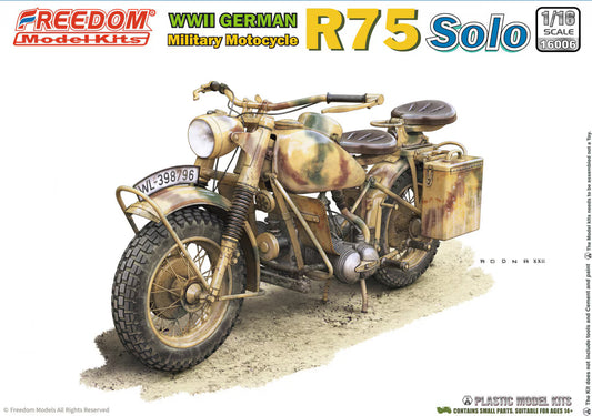 Freedom Model 1/16 WWII German BMW R75 Motorcycle Solo