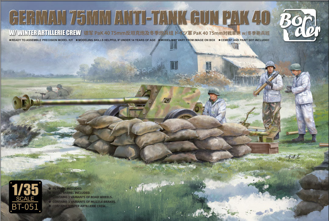 Border Model 1/35 German 7.5cm Anti-Tank Gun PaK 40 w/Winter Artillery Crew