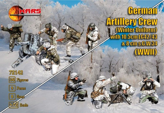 Mars 1/72  German Artillery Crew with 10,5cm LG42/43 & 8cm s.G.W.