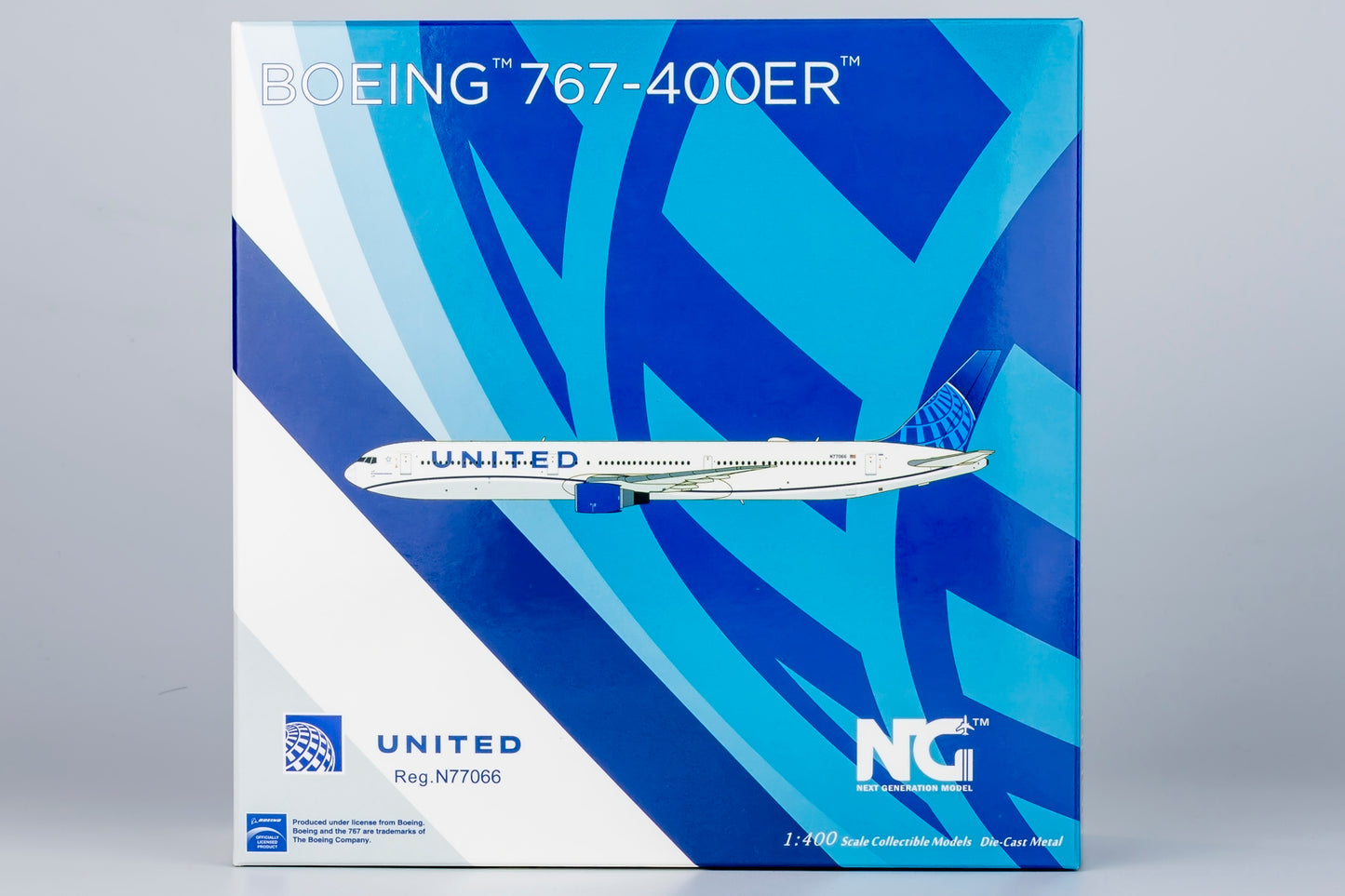 NG Models 1/400 United Airlines 767-400ER N77066 "Blue Evolution" livery CF6 engines New Mould