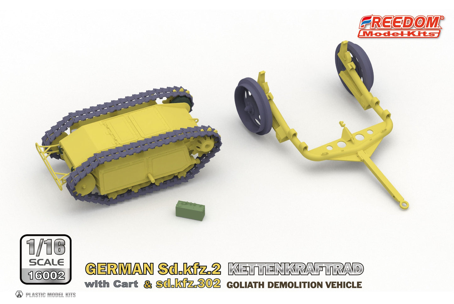 Freedom Model 1/16 German Sd.Kfz.2 Kettenkraftrad with Cart & Sdkfz 302 Goliath Vehicle