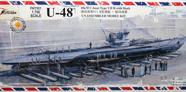 FlyHawk Model 1/700 U-48 DKM U-Boat Type VII B with dock