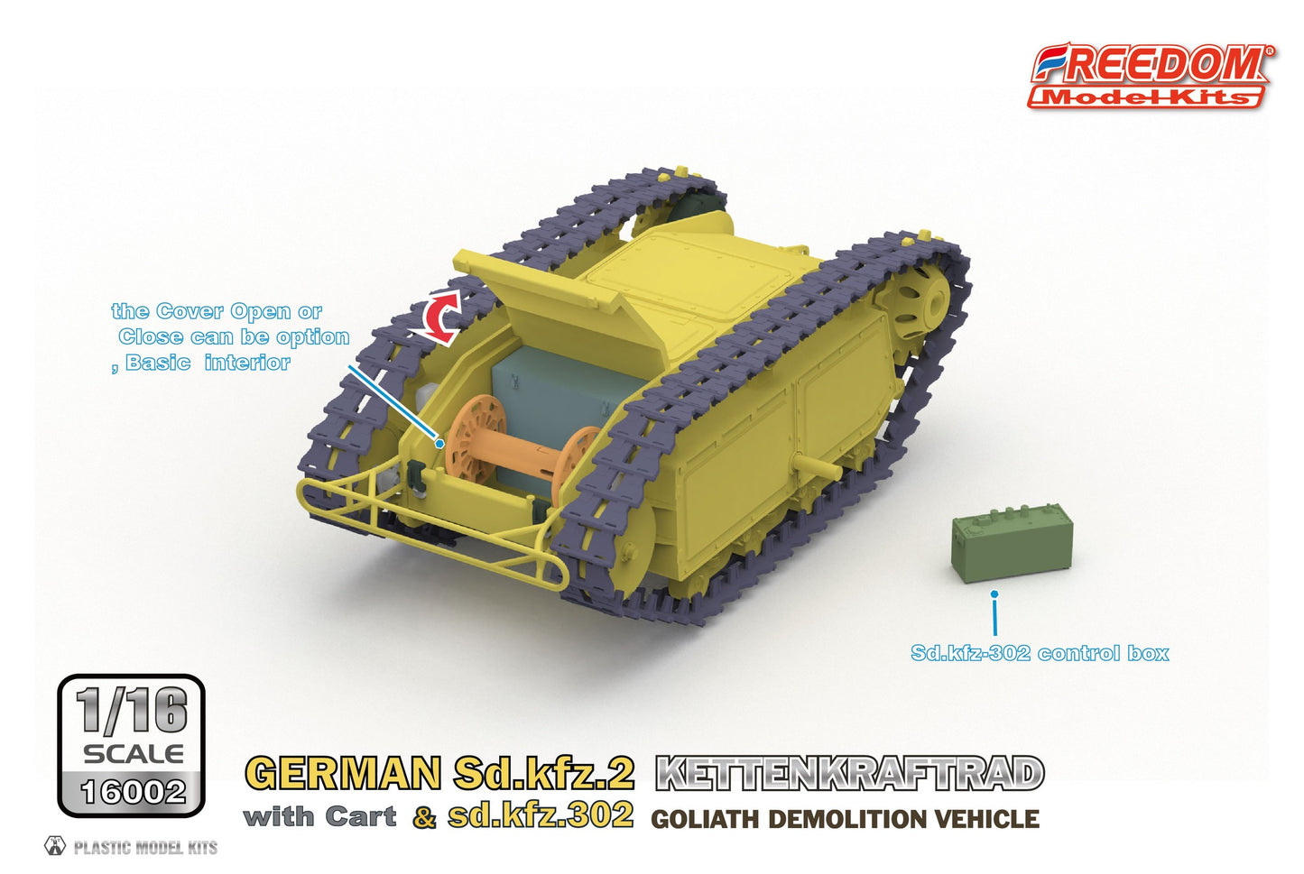 Freedom Model 1/16 German Sd.Kfz.2 Kettenkraftrad with Cart & Sdkfz 302 Goliath Vehicle