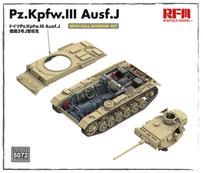 Rye Field 1/35 Pz.Kpfw.III Ausf. J w/Full Interior Kit 5072 Model Kit