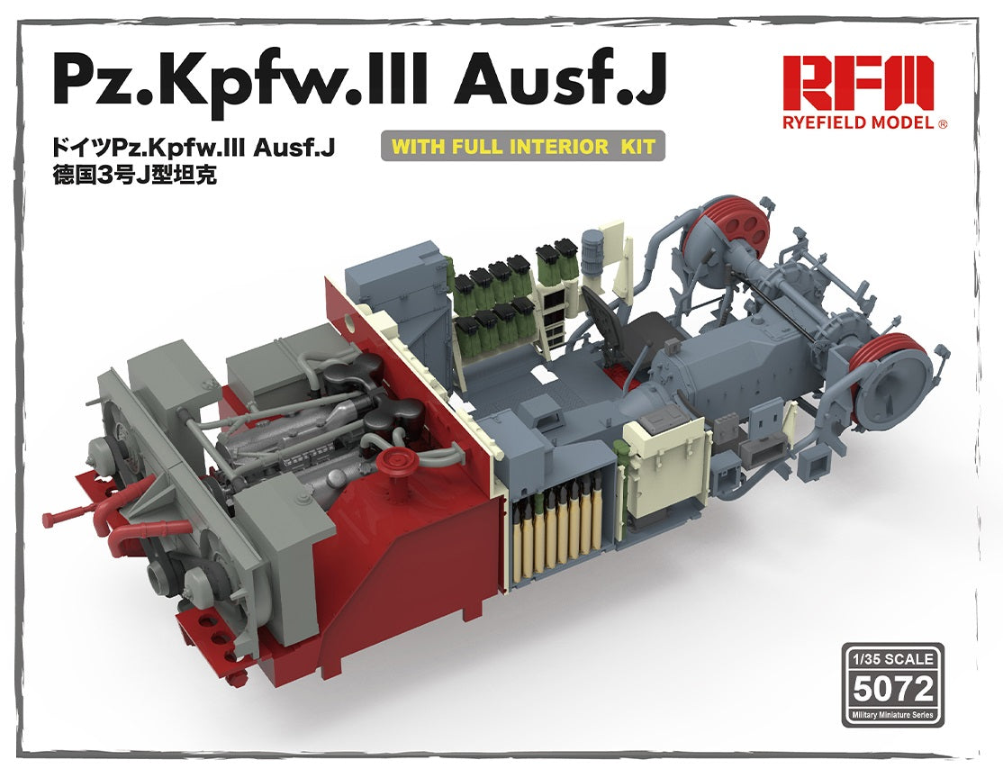 Rye Field 1/35 Pz.Kpfw.III Ausf. J w/Full Interior Kit 5072 Model Kit