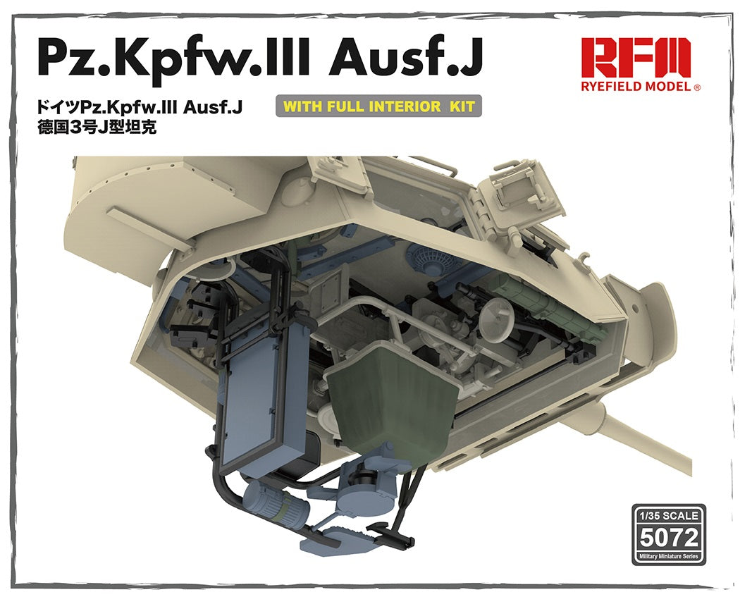 Rye Field 1/35 Pz.Kpfw.III Ausf. J w/Full Interior Kit 5072 Model Kit