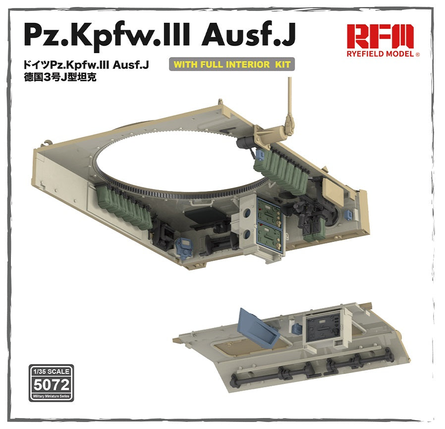 Rye Field 1/35 Pz.Kpfw.III Ausf. J w/Full Interior Kit 5072 Model Kit