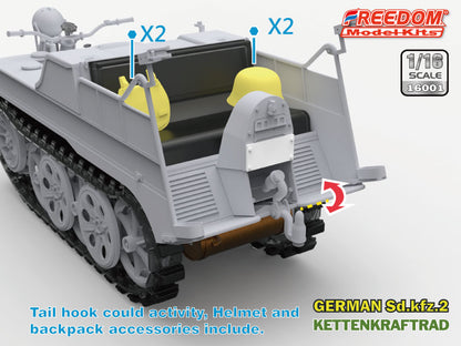 Freedom Model Kit 1/16 16001 WWII German Sdkfz 2 Kettenkraftrad Model Kit