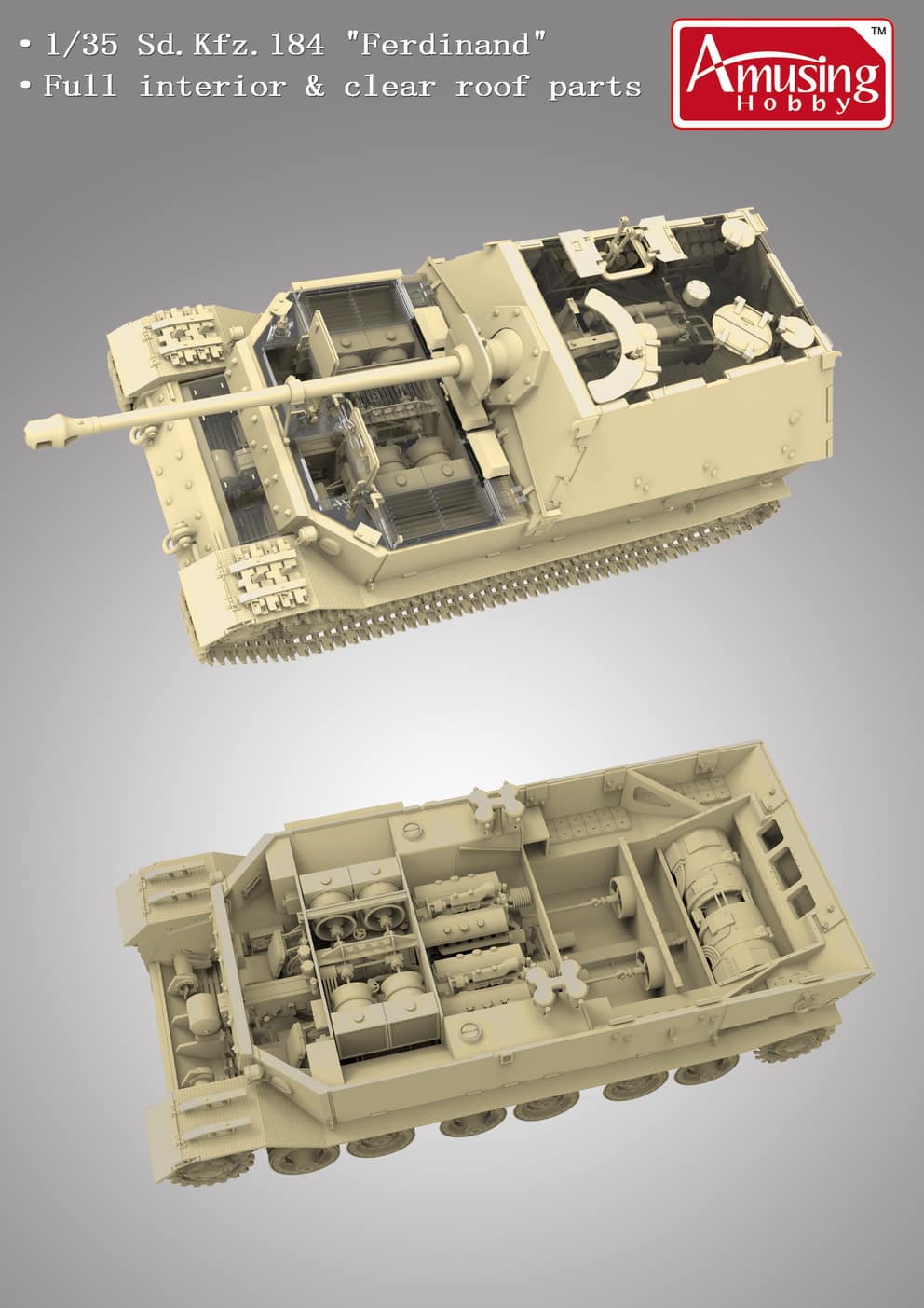 Amusing Hobby 1/35 Ferdinand Jagdpanzer Sd.kfz 184 w/Full Interior
