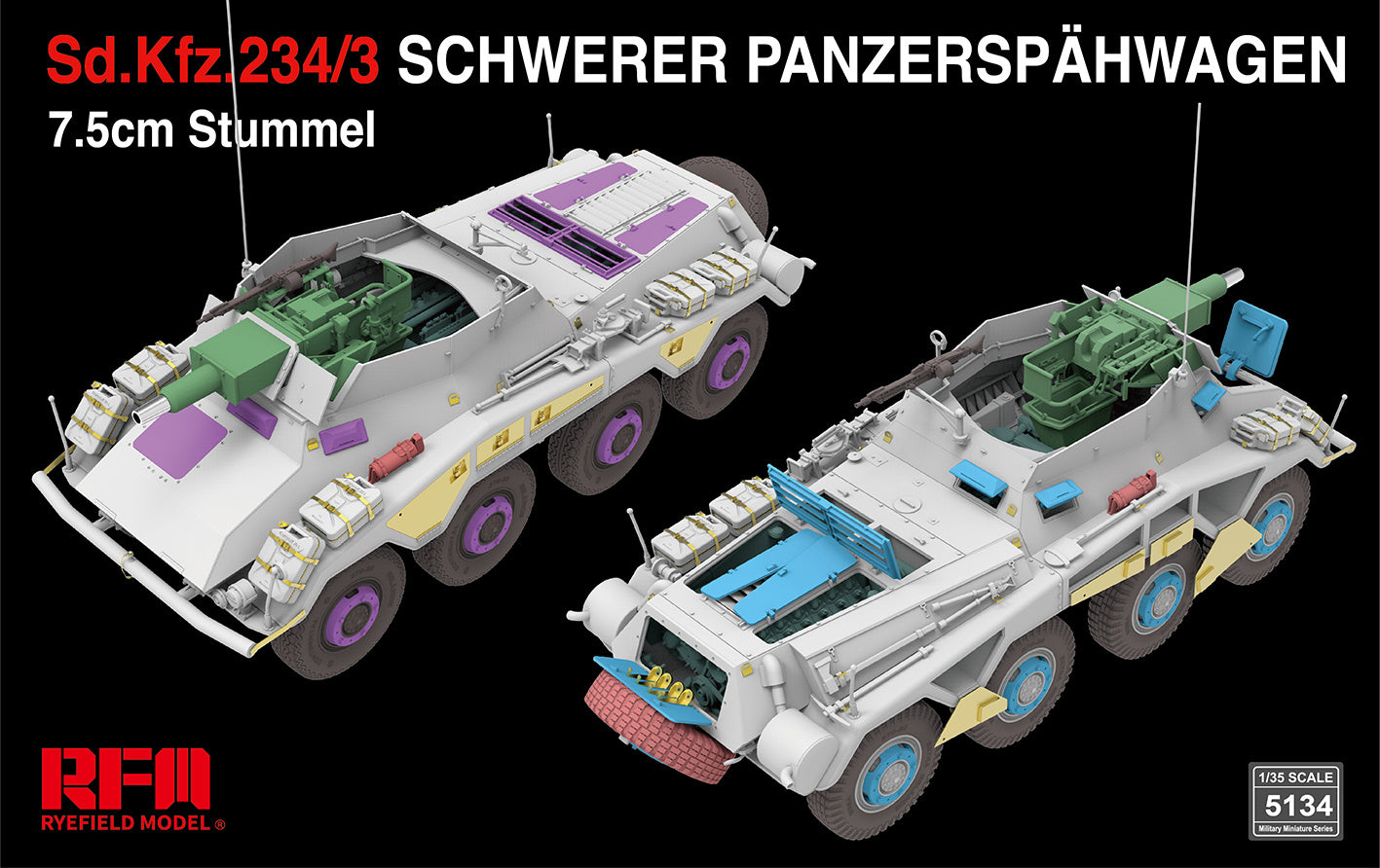 Rye Field Model 1/35 5134 Sd.Kfz. 234/3 Schwerer Panzerspähwagen 7.5cm Stummel