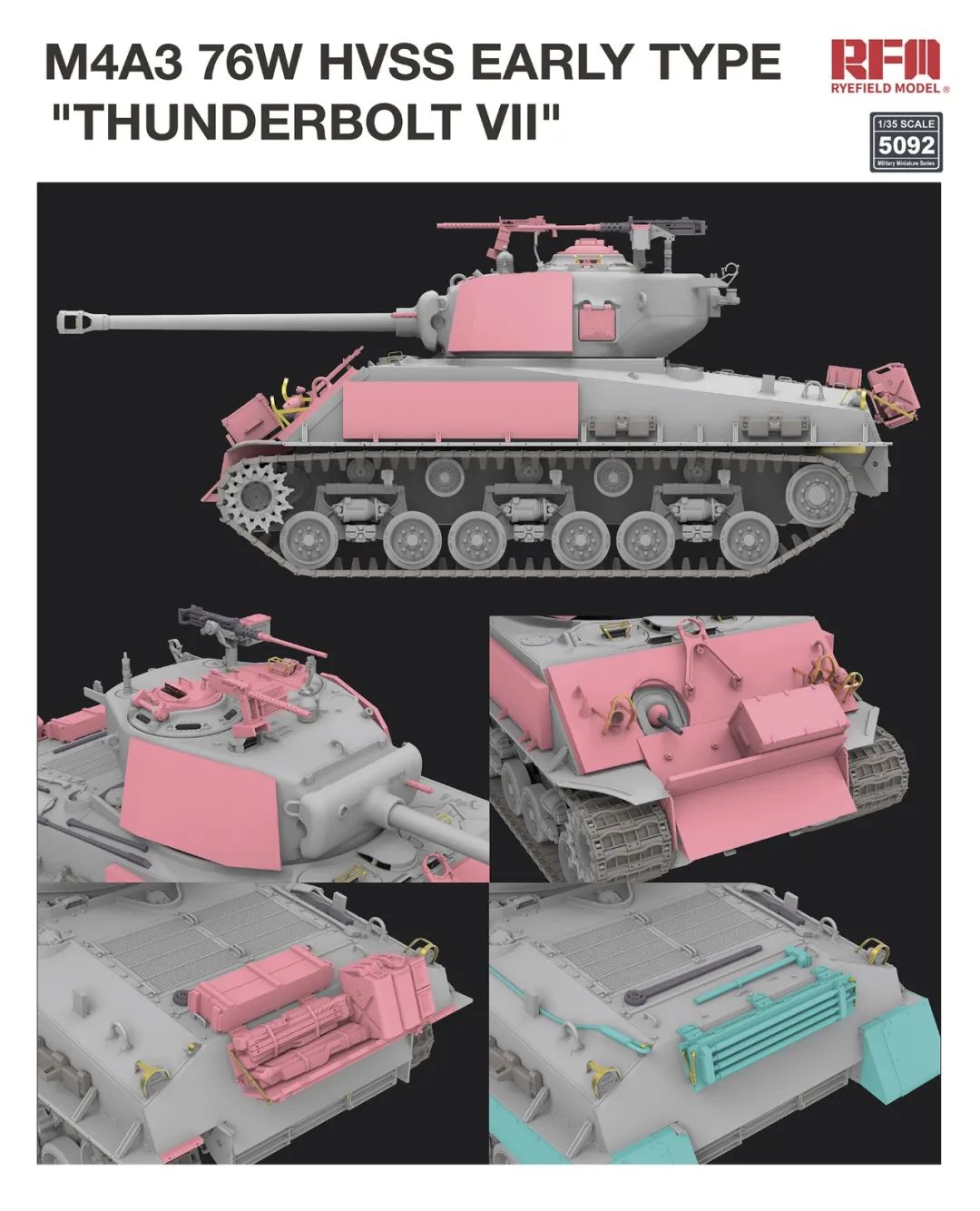 Rye Field 1/35 M4A3 76W HVSS Early Type 5092 Model Kit