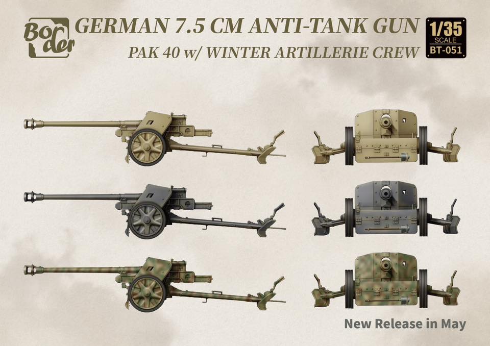 Border Model 1/35 German 7.5cm Anti-Tank Gun PaK 40 w/Winter Artillery Crew BT-051