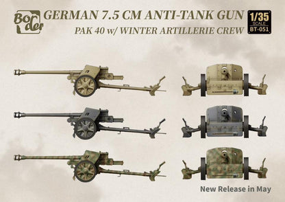 Border Model 1/35 German 7.5cm Anti-Tank Gun PaK 40 w/Winter Artillery Crew BT-051
