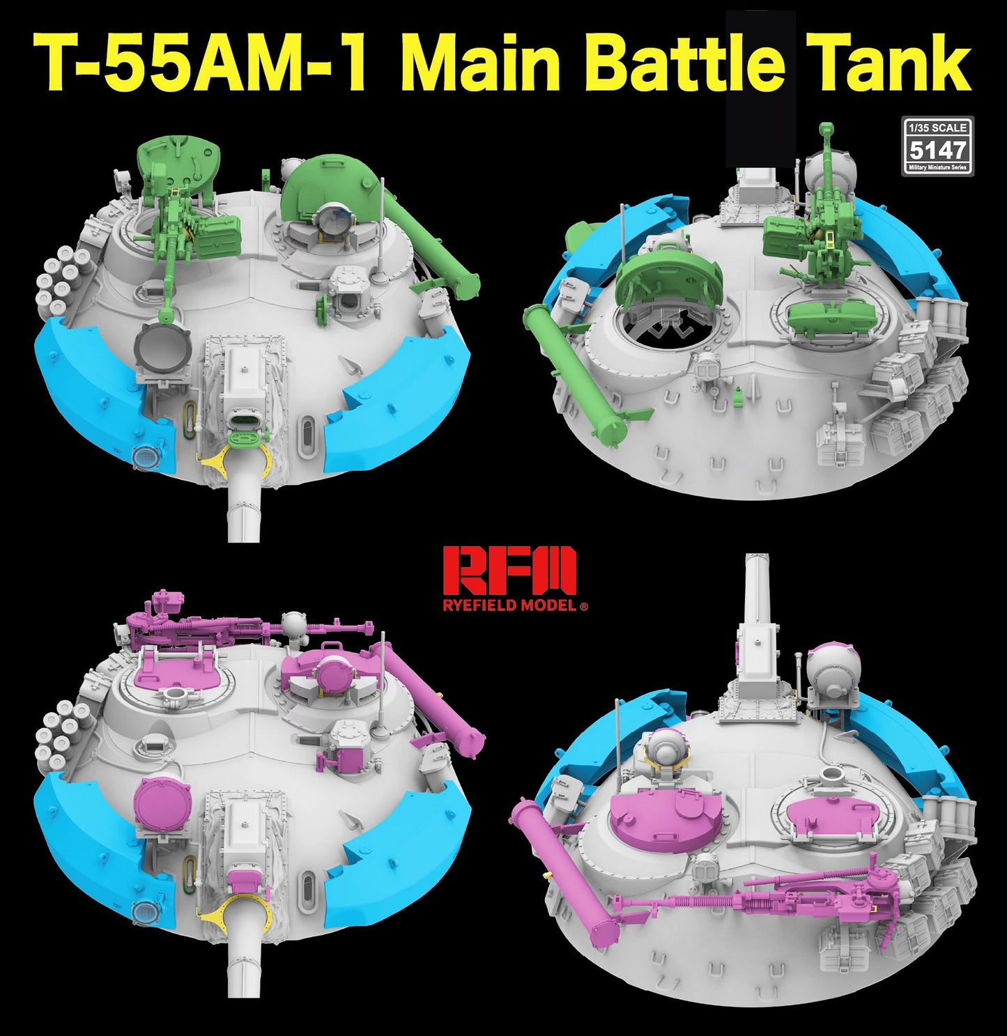 Rye Field 1/35 T-55AM-1 Main Battle Tank w/Workable tracks 5147
