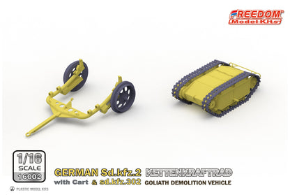 Freedom Model 1/16 German Sd.Kfz.2 Kettenkraftrad with Cart & Sdkfz 302 Goliath Vehicle