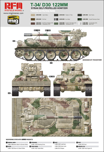 Rye Field 1/35 T-34/D30 122mm Syrian Self-Propelled Howitzer 5030
