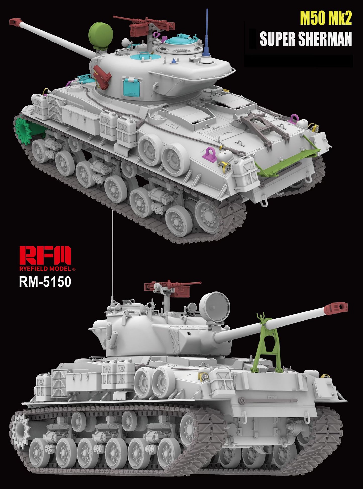 Rye Field 1/35 Israeli Tank M50 Mk2 SUPER SHERMAN 5150 Model Kit