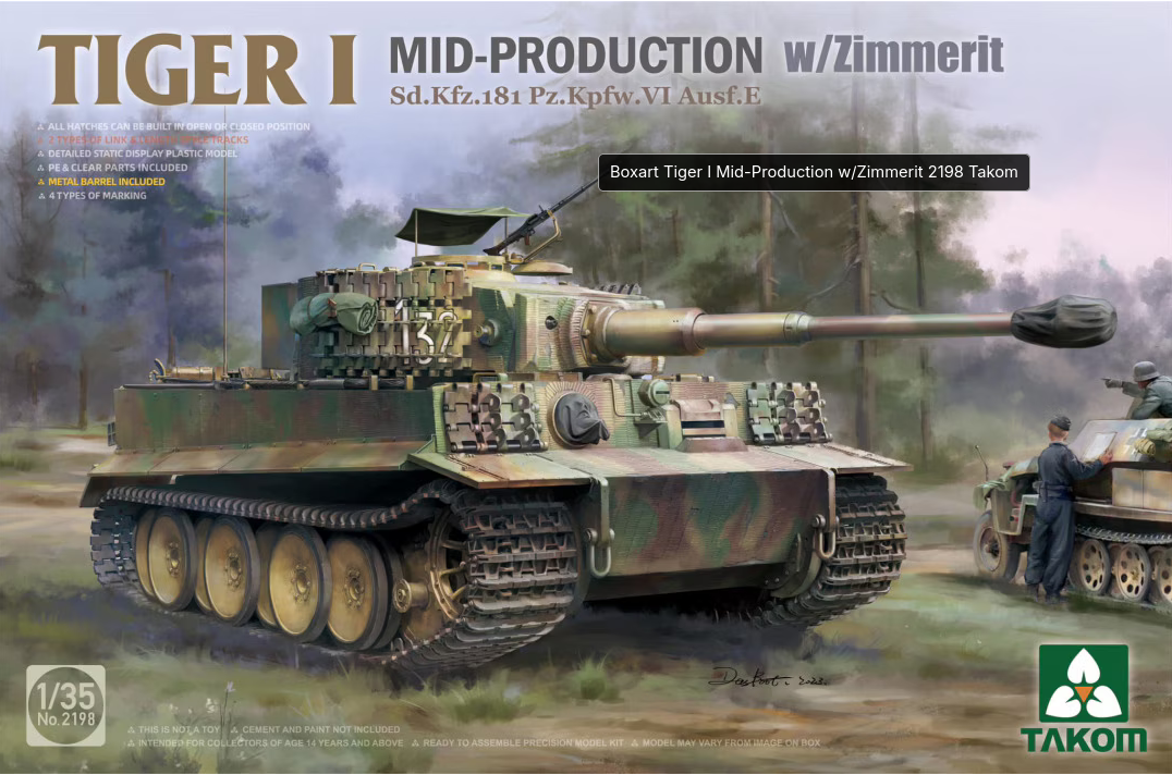 Takom 1/35 2198 Tiger I Mid-Production w/Zimmerit