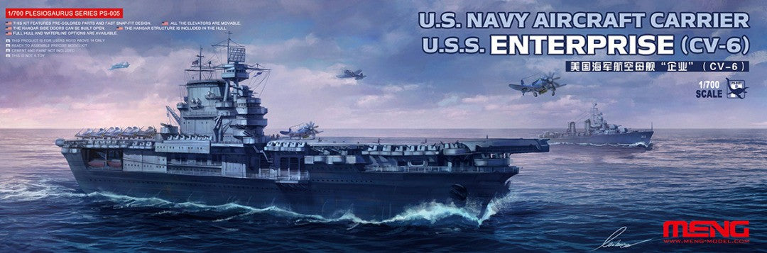 Meng Model 1/700 U.S. Navy aircraft carrier Enterprise (CV-6)