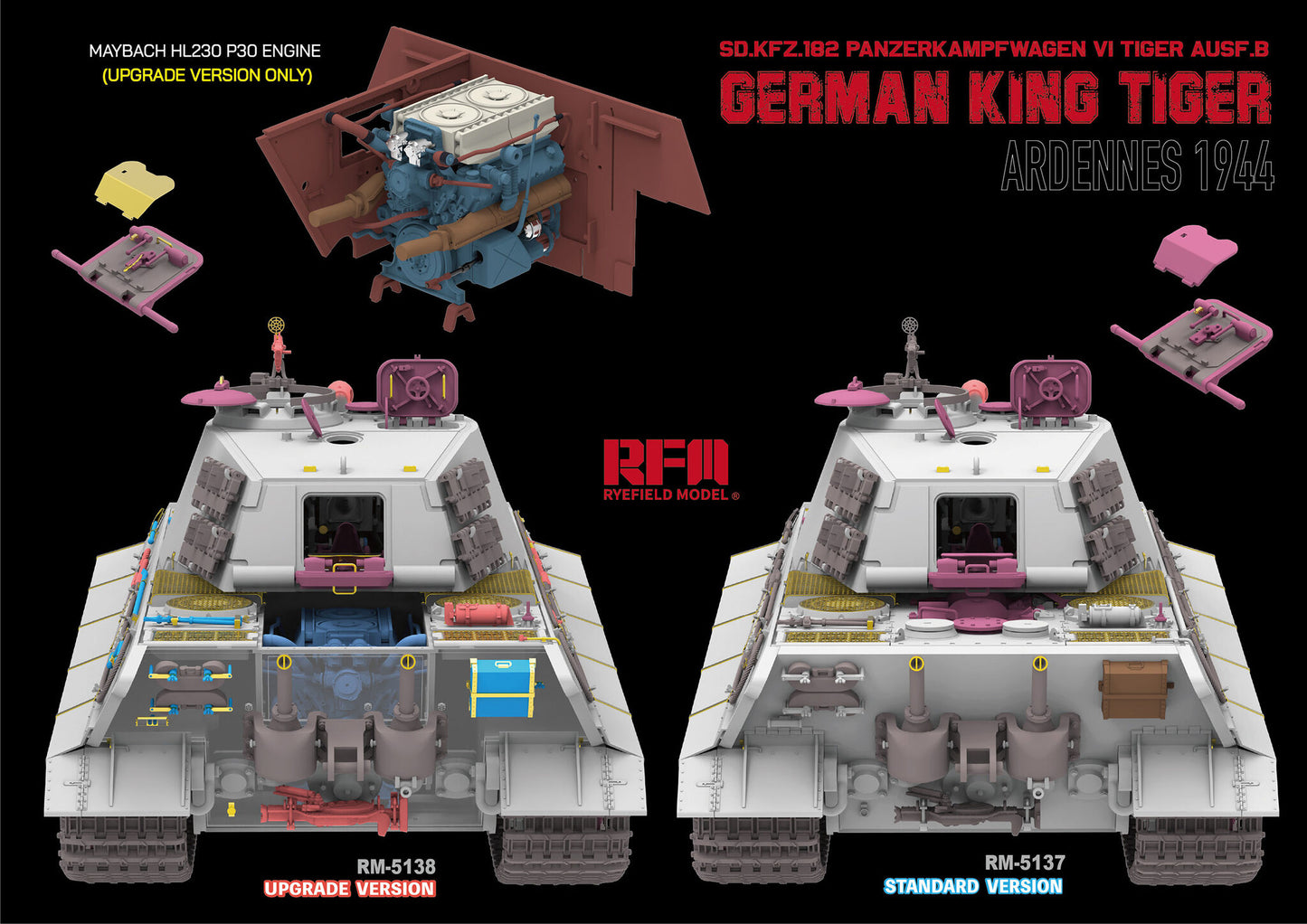 Rye Field Model 1/35 5138 King Tiger Sd.Kfz. 182 Pz.Kpfw.VI  Upgrade Version