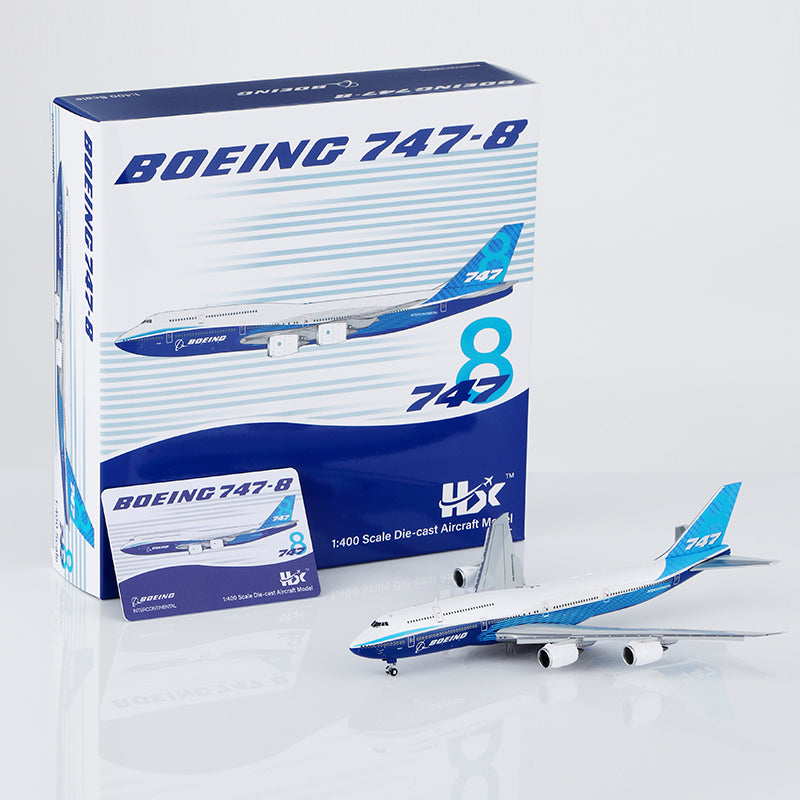 HX Models 1/400 Boeing Company B747-8 Blue "House livery" Flaps-Down