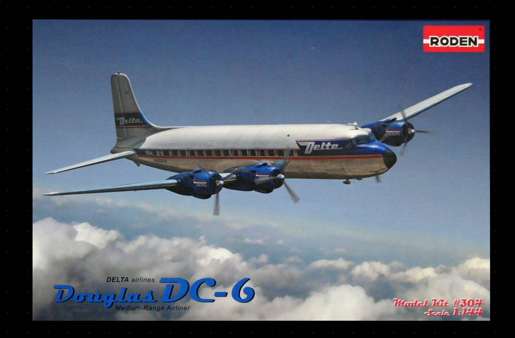 Roden 1/144 304 Douglas DC-6 Delta American Civil Plane
