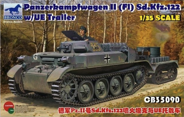 Bronco Model 1/35 Panzerkampfwagen II (Fl) Sd.Kfz. 122 w/UE Trailer