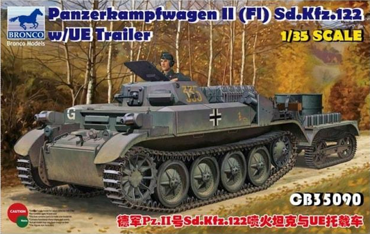 Bronco Model 1/35 Panzerkampfwagen II (Fl) Sd.Kfz. 122 w/UE Trailer
